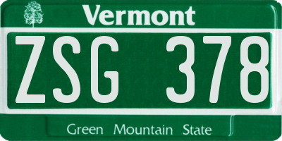 VT license plate ZSG378