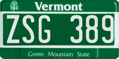 VT license plate ZSG389