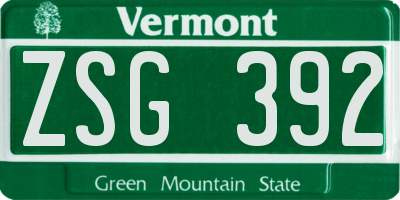 VT license plate ZSG392