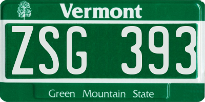 VT license plate ZSG393