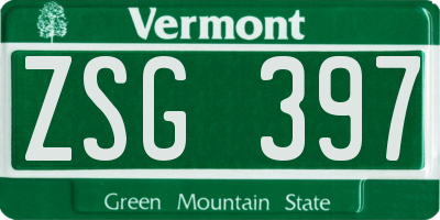 VT license plate ZSG397