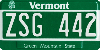 VT license plate ZSG442