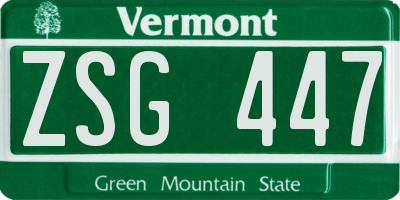 VT license plate ZSG447