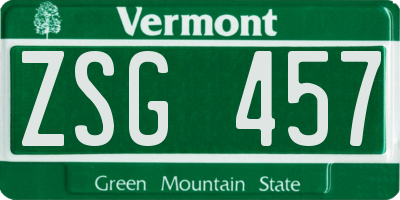 VT license plate ZSG457