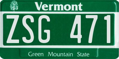 VT license plate ZSG471