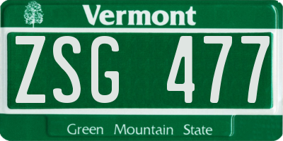 VT license plate ZSG477
