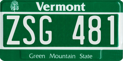 VT license plate ZSG481