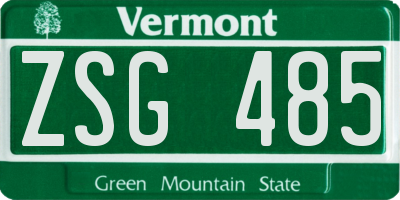 VT license plate ZSG485