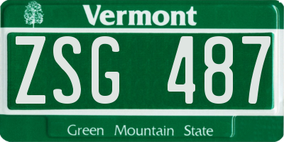 VT license plate ZSG487