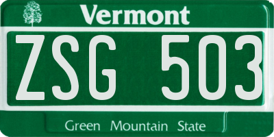 VT license plate ZSG503