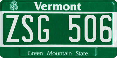 VT license plate ZSG506