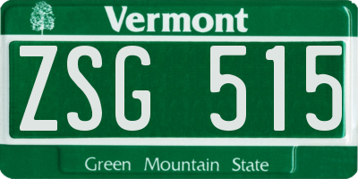 VT license plate ZSG515