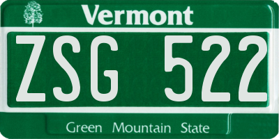 VT license plate ZSG522