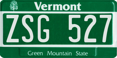 VT license plate ZSG527