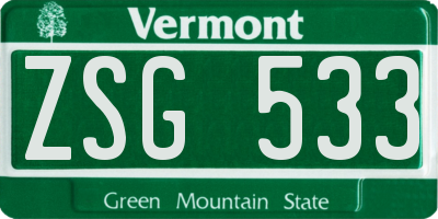 VT license plate ZSG533