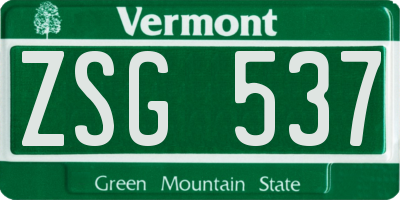 VT license plate ZSG537