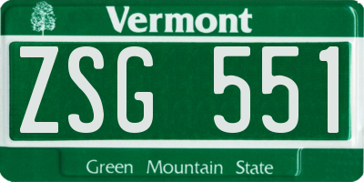 VT license plate ZSG551
