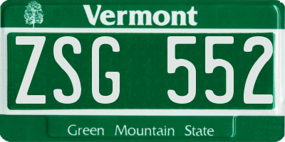 VT license plate ZSG552