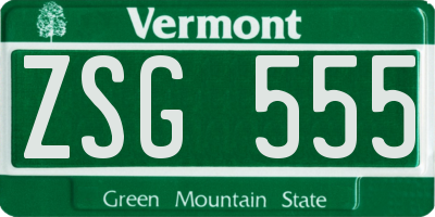 VT license plate ZSG555