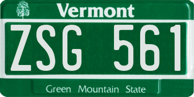 VT license plate ZSG561