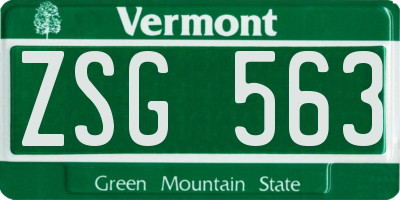 VT license plate ZSG563