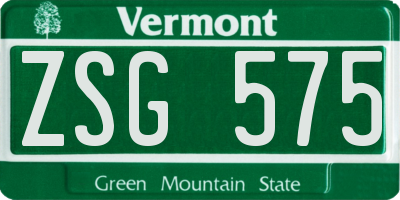 VT license plate ZSG575