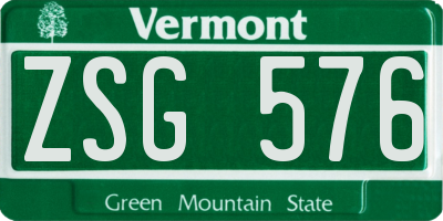 VT license plate ZSG576