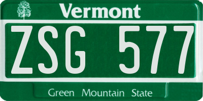 VT license plate ZSG577