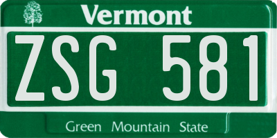 VT license plate ZSG581