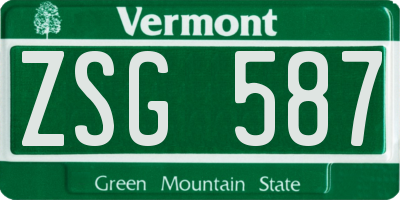 VT license plate ZSG587