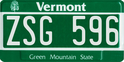 VT license plate ZSG596