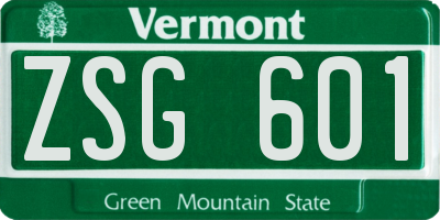 VT license plate ZSG601