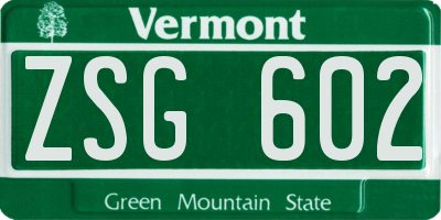 VT license plate ZSG602