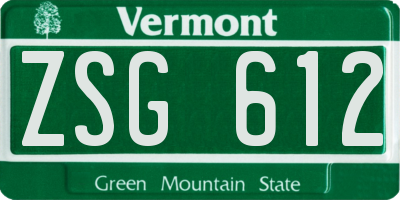 VT license plate ZSG612