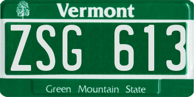 VT license plate ZSG613