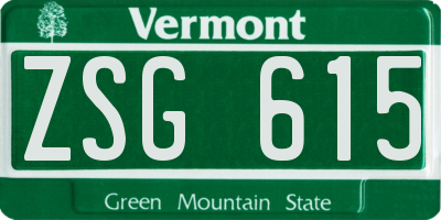 VT license plate ZSG615