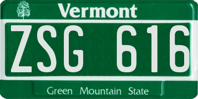 VT license plate ZSG616