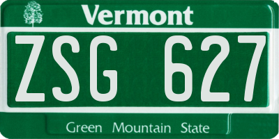 VT license plate ZSG627