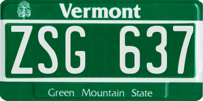 VT license plate ZSG637