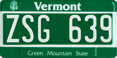 VT license plate ZSG639