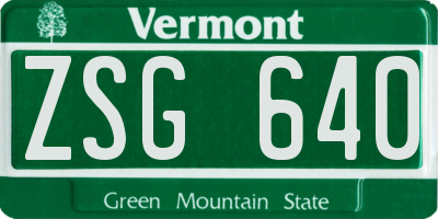 VT license plate ZSG640