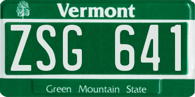 VT license plate ZSG641