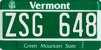 VT license plate ZSG648