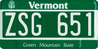 VT license plate ZSG651