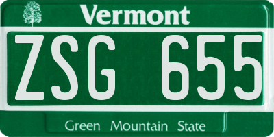 VT license plate ZSG655