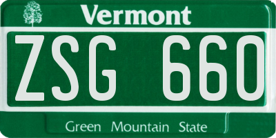VT license plate ZSG660