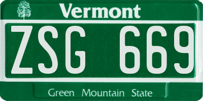 VT license plate ZSG669