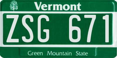 VT license plate ZSG671
