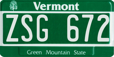 VT license plate ZSG672