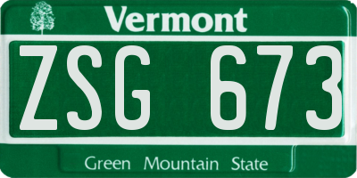 VT license plate ZSG673
